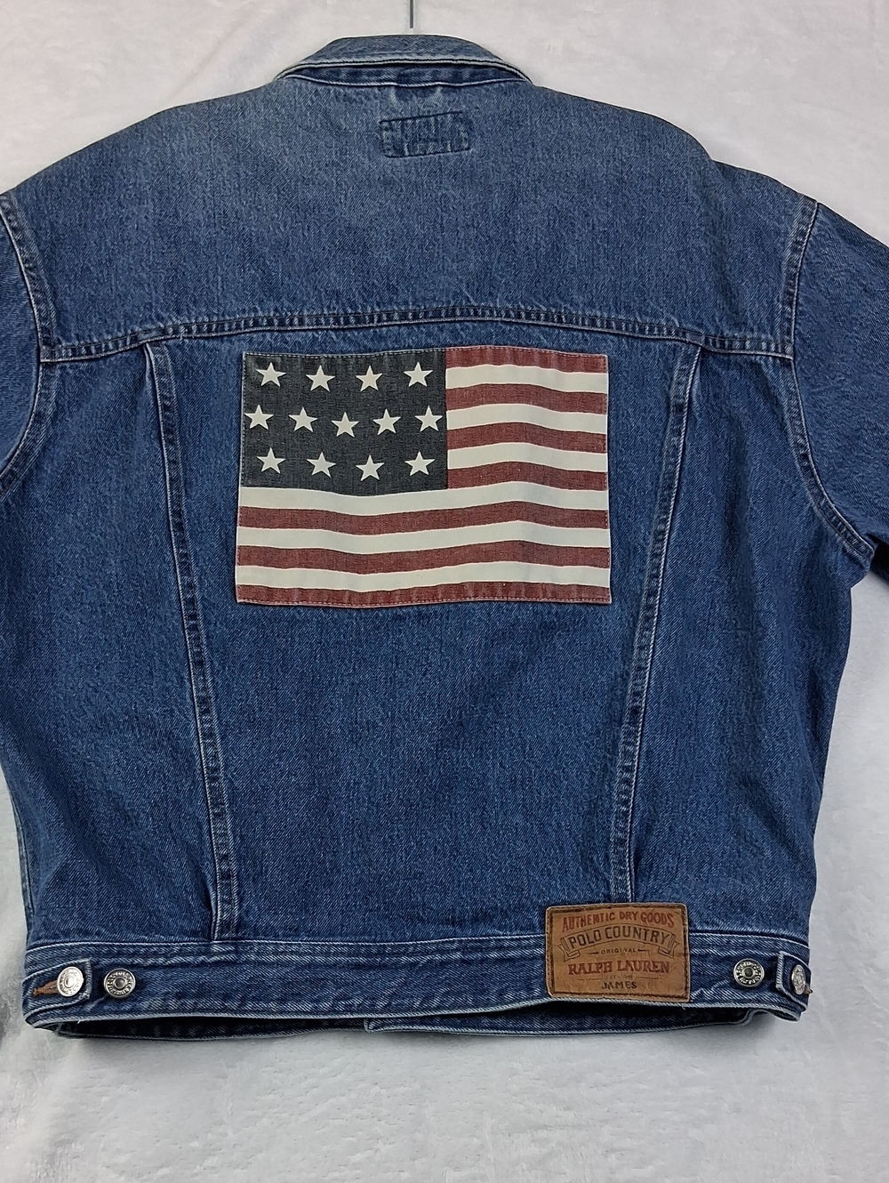 90's Vintage Polo Country Ralph Lauren American Flag Denim James Trucker Jacket